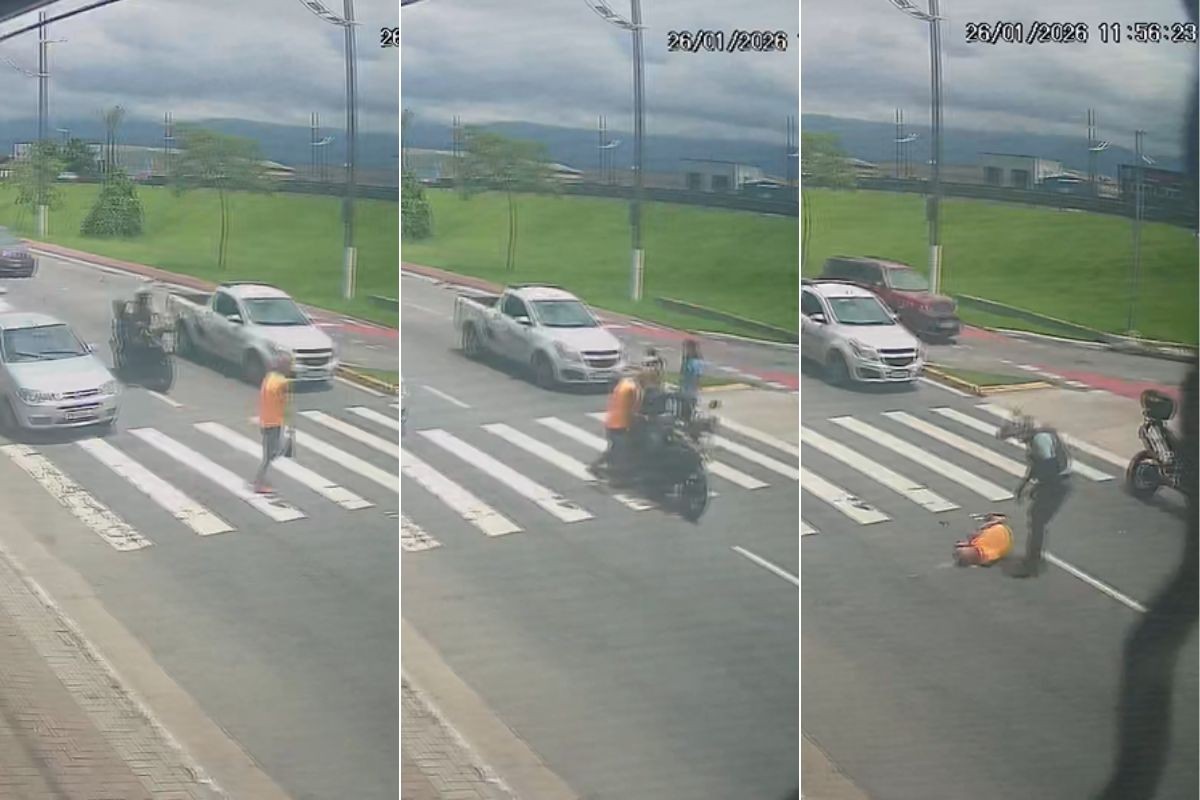 PM atropela homem em faixa de pedestres durante perseguição no litoral de SP; VÍDEO