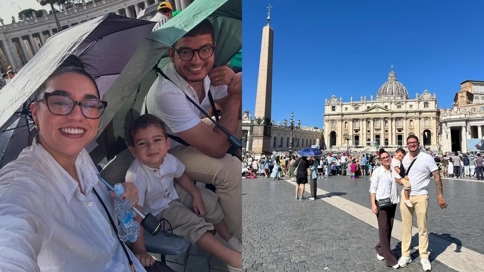 Bebê piauiense de dois anos é abençoado 'de surpresa' por papa Leão XIV no Vaticano — Foto: Reprodução