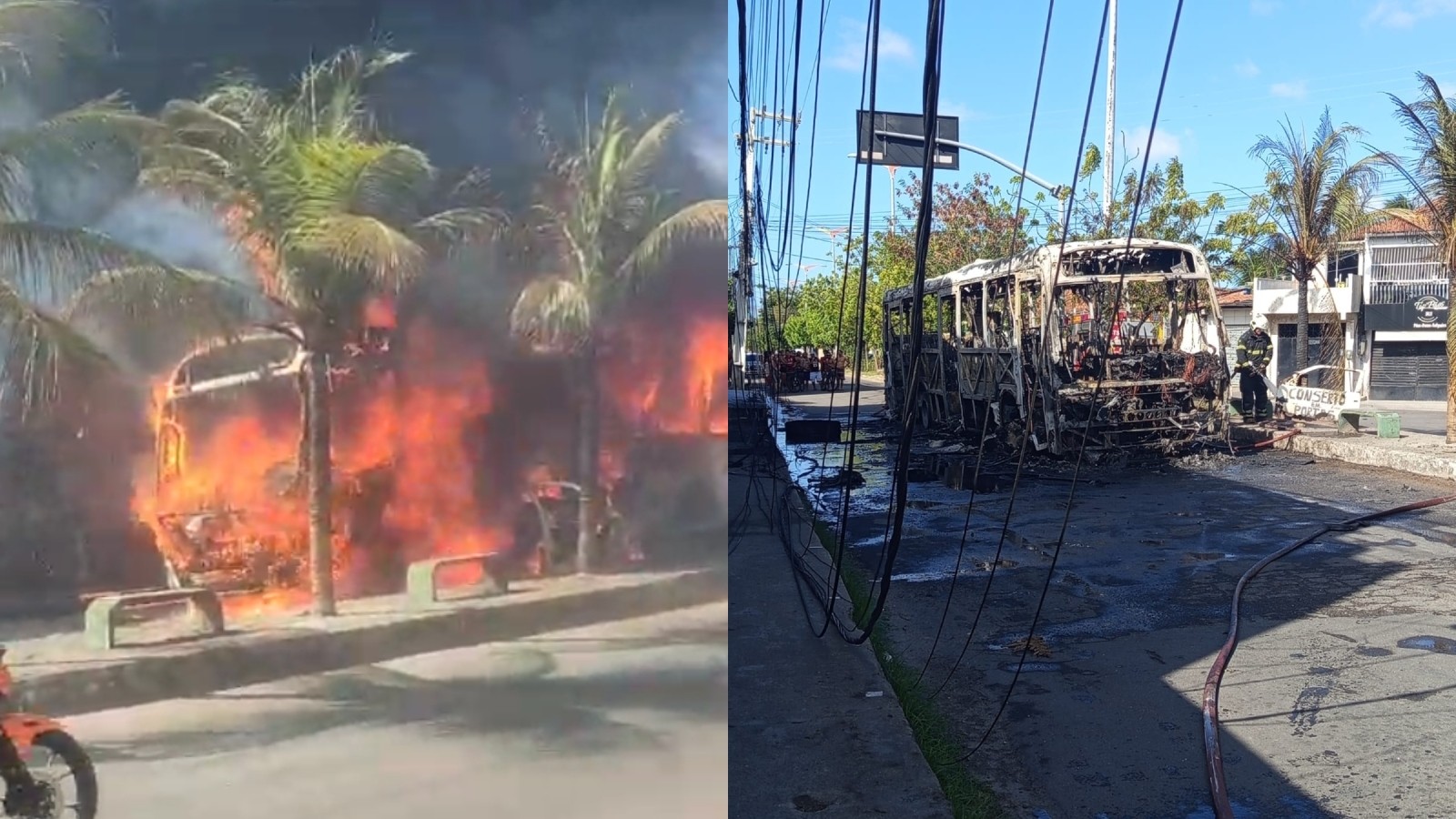 Vídeo: incêndio destrói ônibus no bairro Conjunto Ceará, em Fortaleza