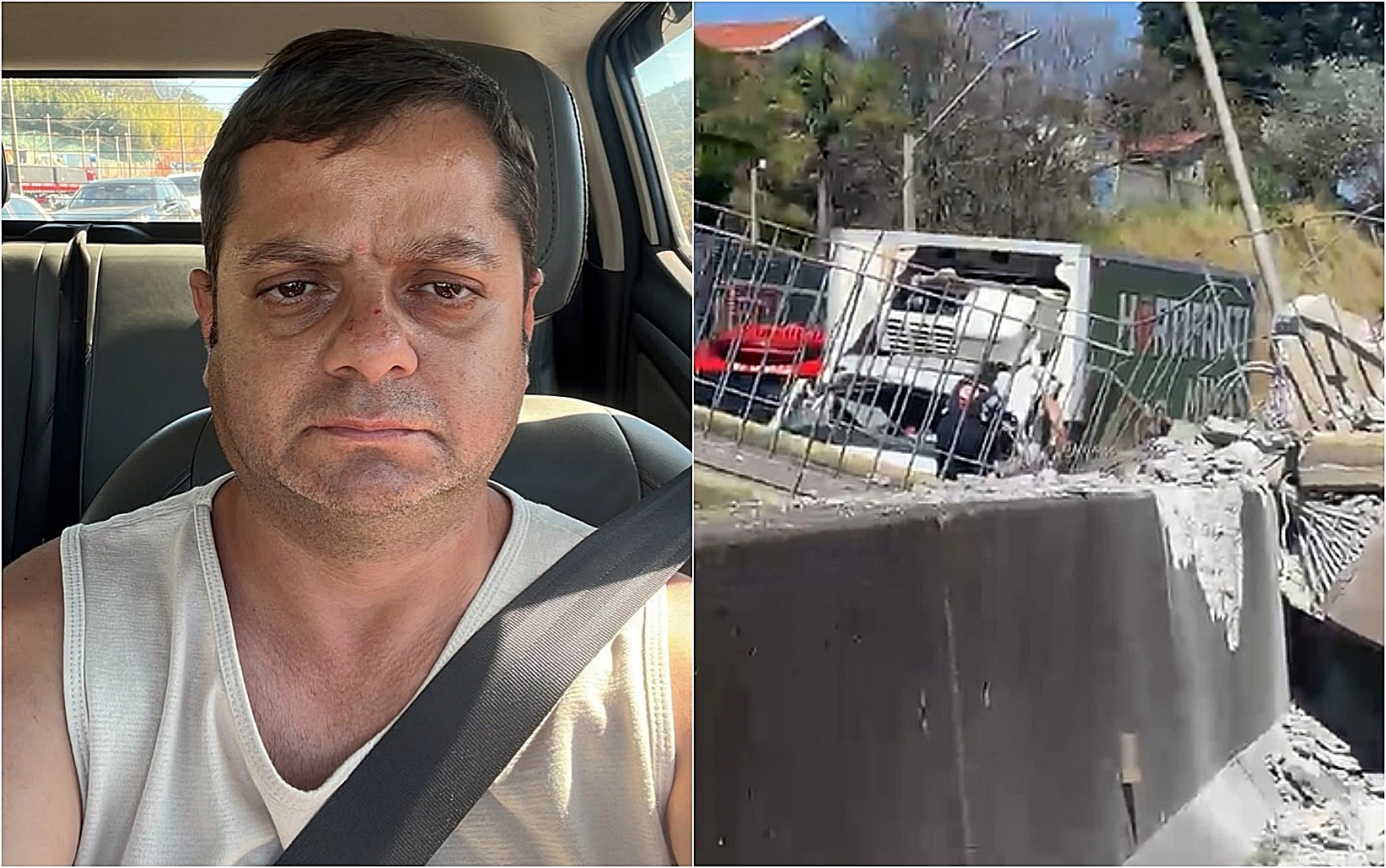 'Só rezava para Deus segurar aquela pilastra', diz caminhoneiro que sobreviveu à queda de passarela na Fernão Dias