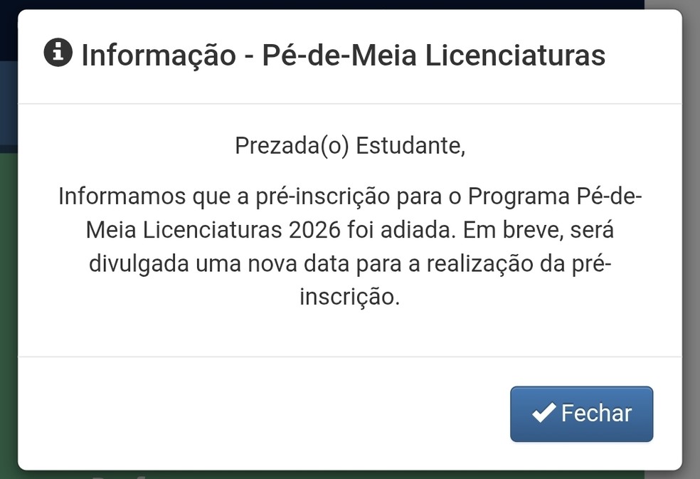 Pé-de-Meia Licenciaturas teve inscrições adiadas sem aviso prévio — Foto: Arquivo pessoal