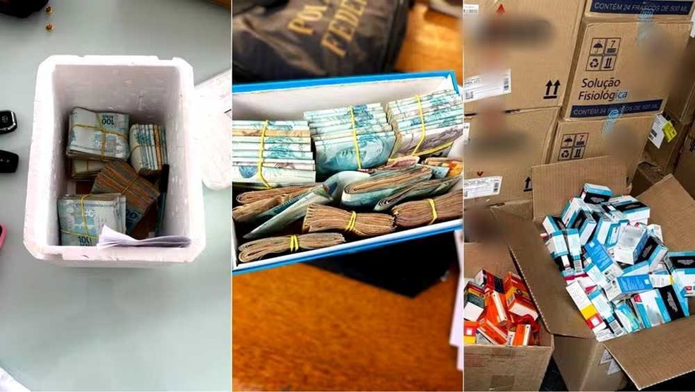 Dinheiro foi apreendido na casa de sócio de distribuidora de medicamentos — Foto: PF/Divulgação
