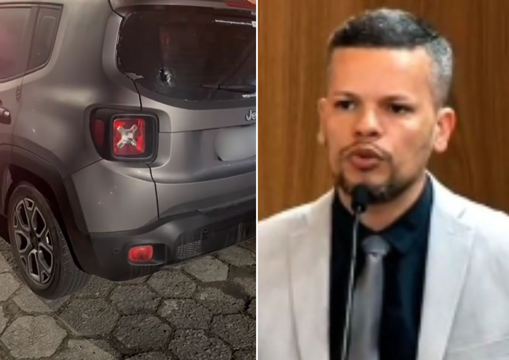Vereador tem carro atingido por tiros em frente à casa enquanto estava com a família em Cubatão; VÍDEO