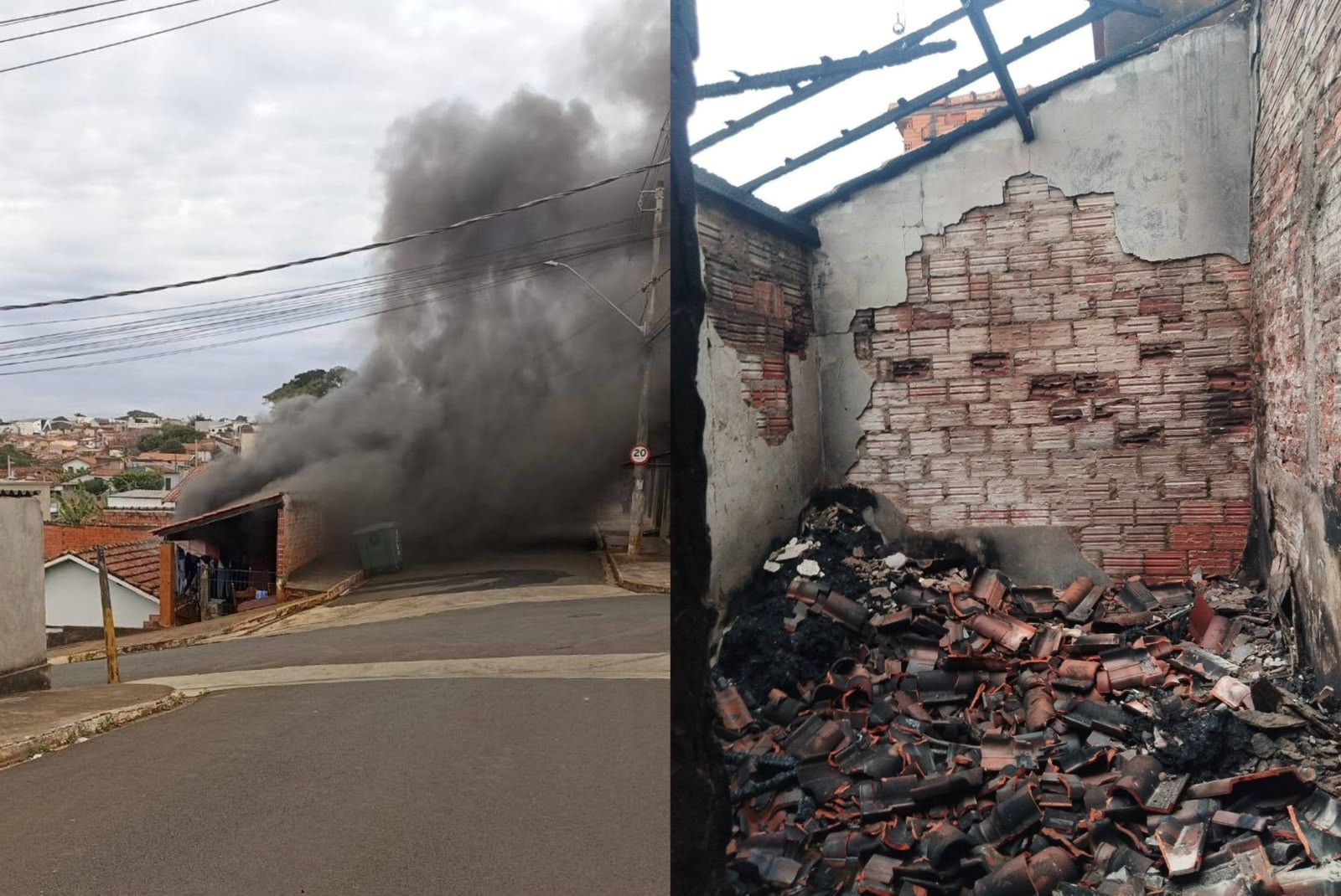 Casa é atingida por incêndio após criança brincar com isqueiro em Taquarituba