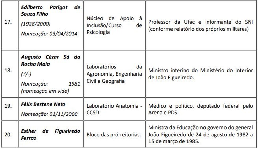 Comissão chegou a 20 nome, ao todo, durante levantamento — Foto: Reprodução