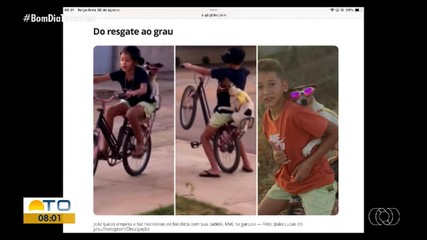 g1 Tocantins: menino viraliza após vídeo dando 'grau' com cachorrinha na garupa da bike