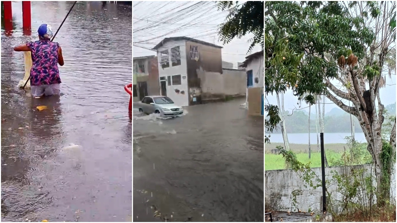 Chuva forte alaga ruas em Fortaleza