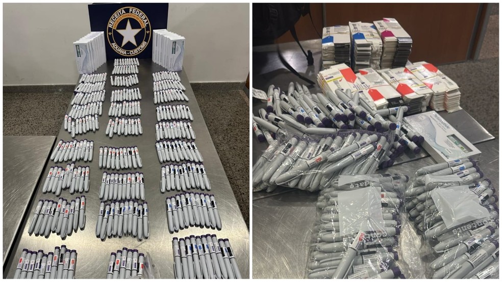 Receita Federal apreende mais de 350 medicamentos Mounjaro e Retatrutida no Aeroporto de Fortaleza. — Foto: Divulgação/Receita Federal