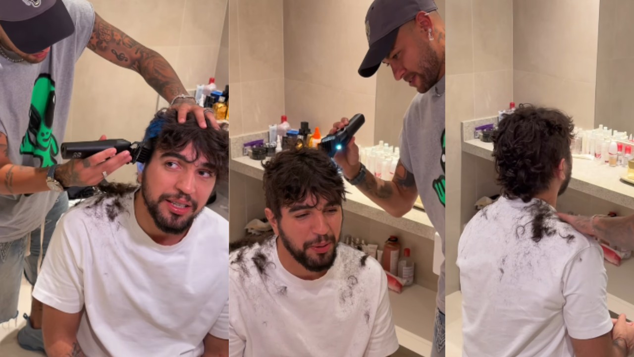 Nattan, atração do carnaval de BH, corta cabelo com Neymar para a folia, e Rafa Kalimann reage nas redes; veja vídeo