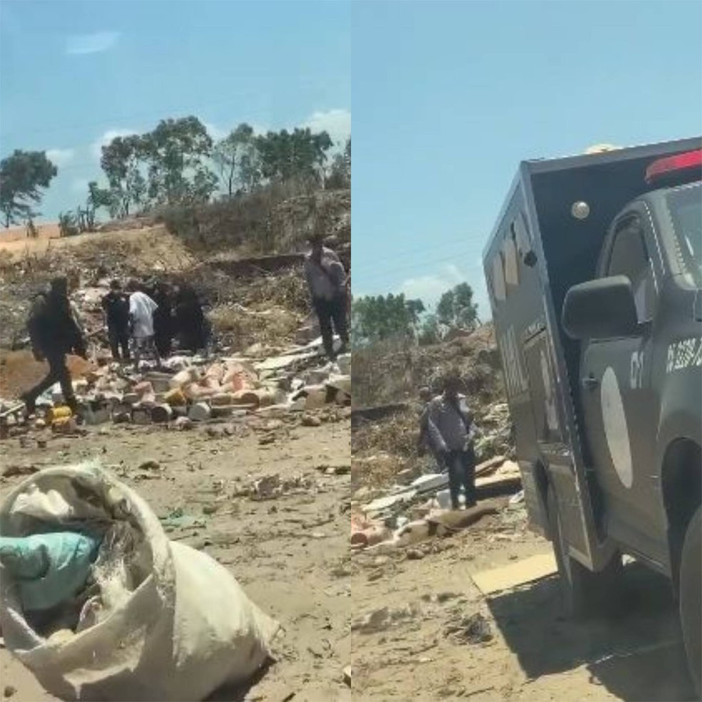 Ossada humana é encontrada dentro de caixão em lixão no Litoral do Piauí — Foto: Reprodução