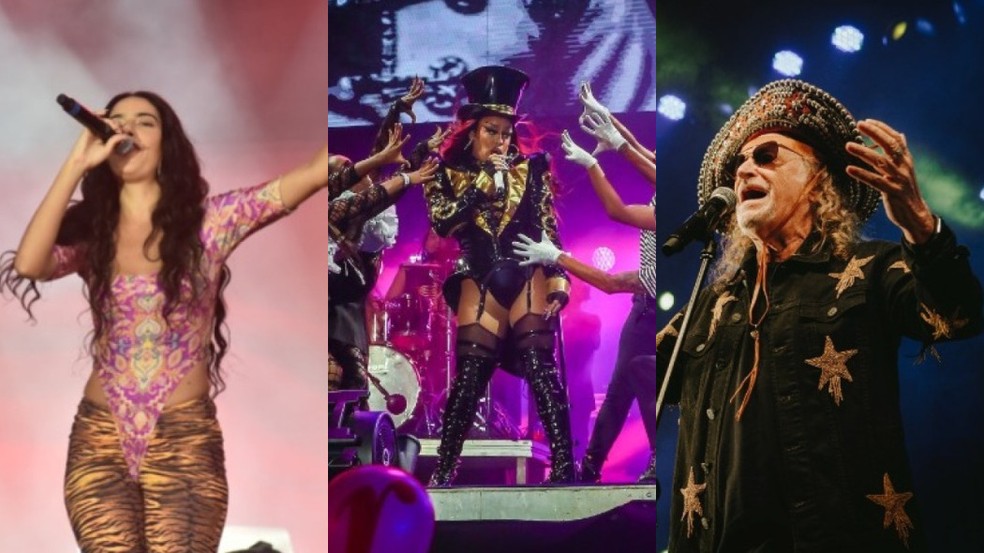 Marina Sena, Glória Groove e Alceu Valença se apresentam na Virada Cultural de 2023 em SP. — Foto: Montagem 