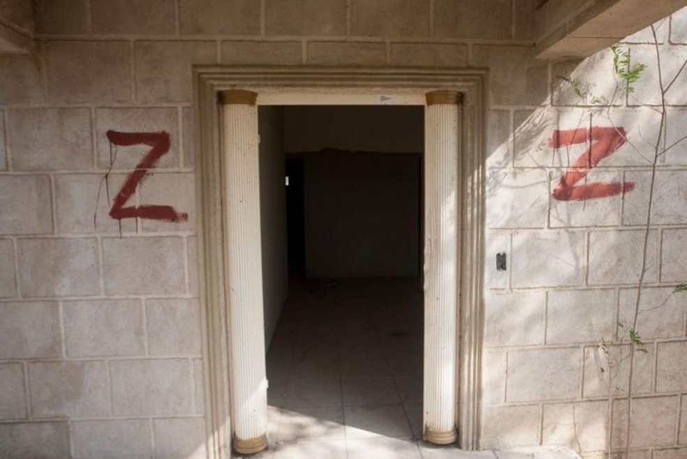 Casa abandonada por Los Zetas, no Estado mexicano de Nuevo León (2019) — Foto: Getty Images