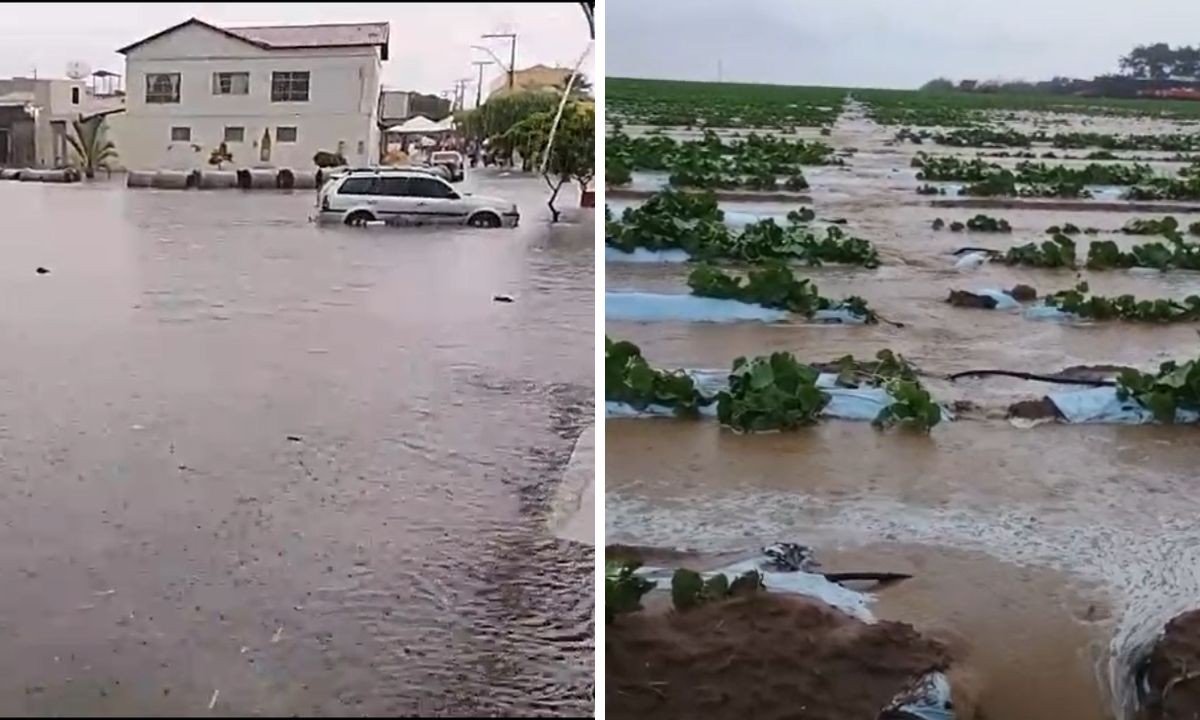 Chuva forte deixa ruas alagadas em cidades do interior da Bahia