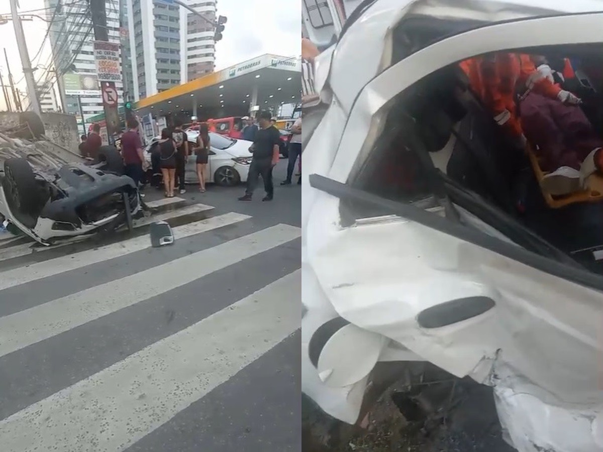 Carro capota em Boa Viagem, em segundo acidente grave em menos de 24 horas