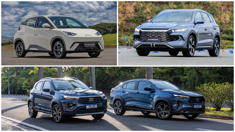 Dois BYD e dois Fiat ocupam a lista dos carros eletrificados mais vendidos de 2025 — Foto: g1