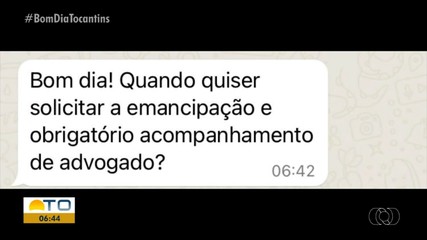 Advogado tira dúvidas dos telespectadores sobre emancipação
