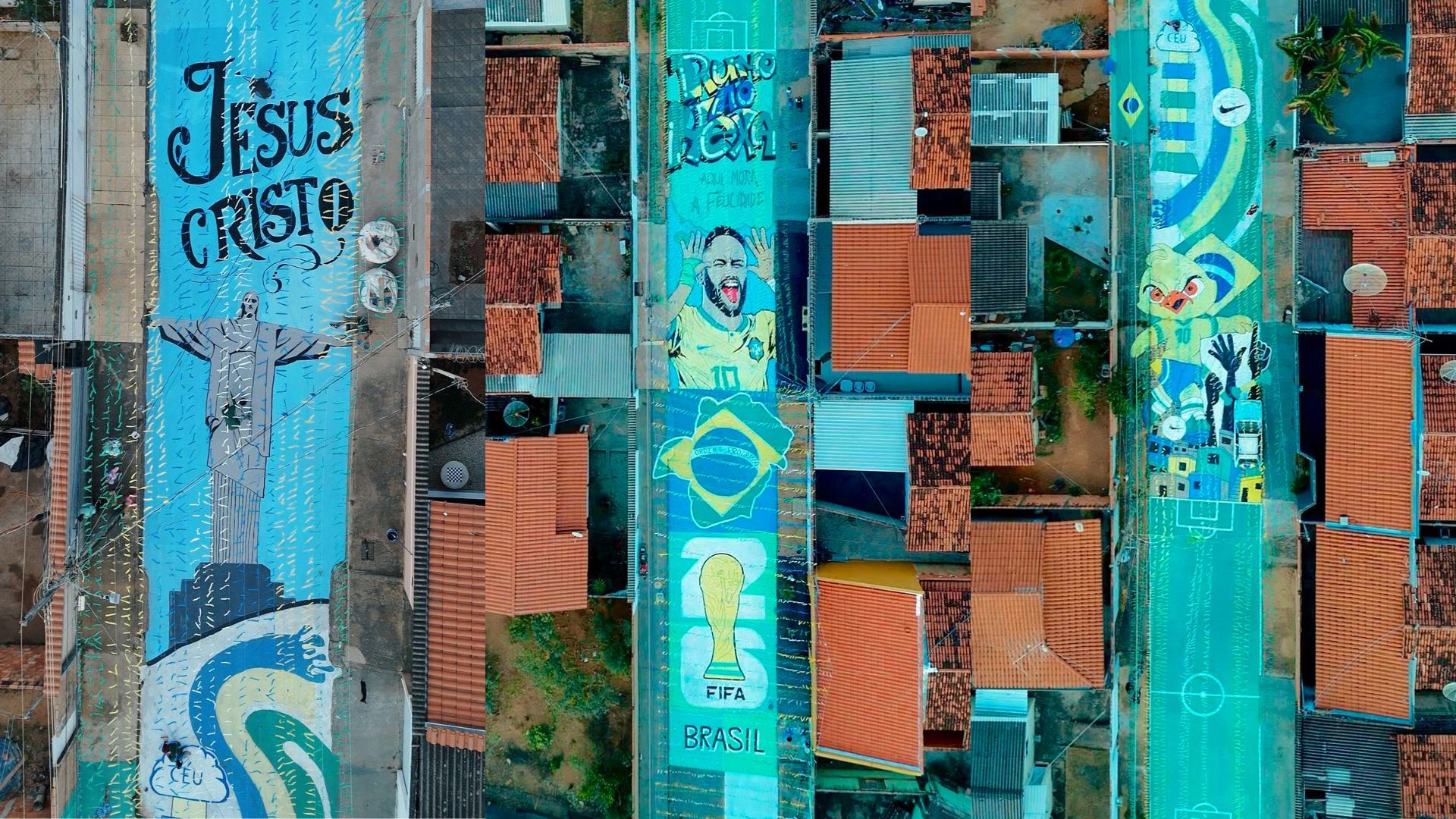 VÍDEO: Mais de 50 vizinhos transformam 200 metros de rua em 'tapete verde e amarelo' para a Copa no interior de MG