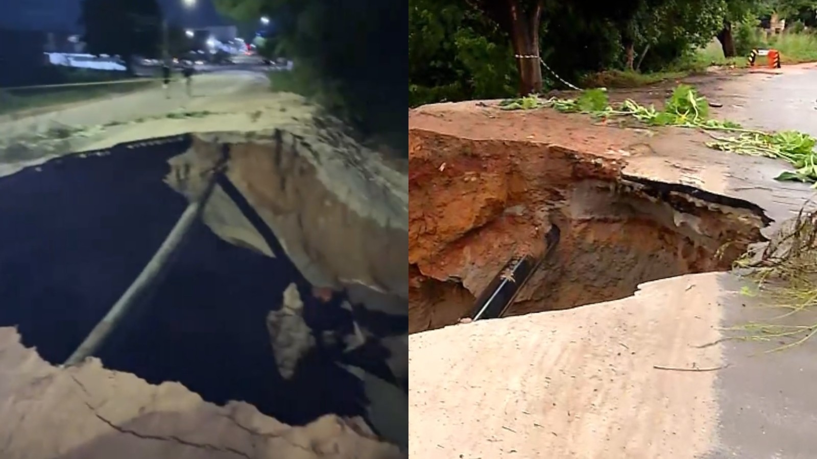 Cratera se abre em rua de Pacajus após chuvas, e assusta moradores; veja vídeo