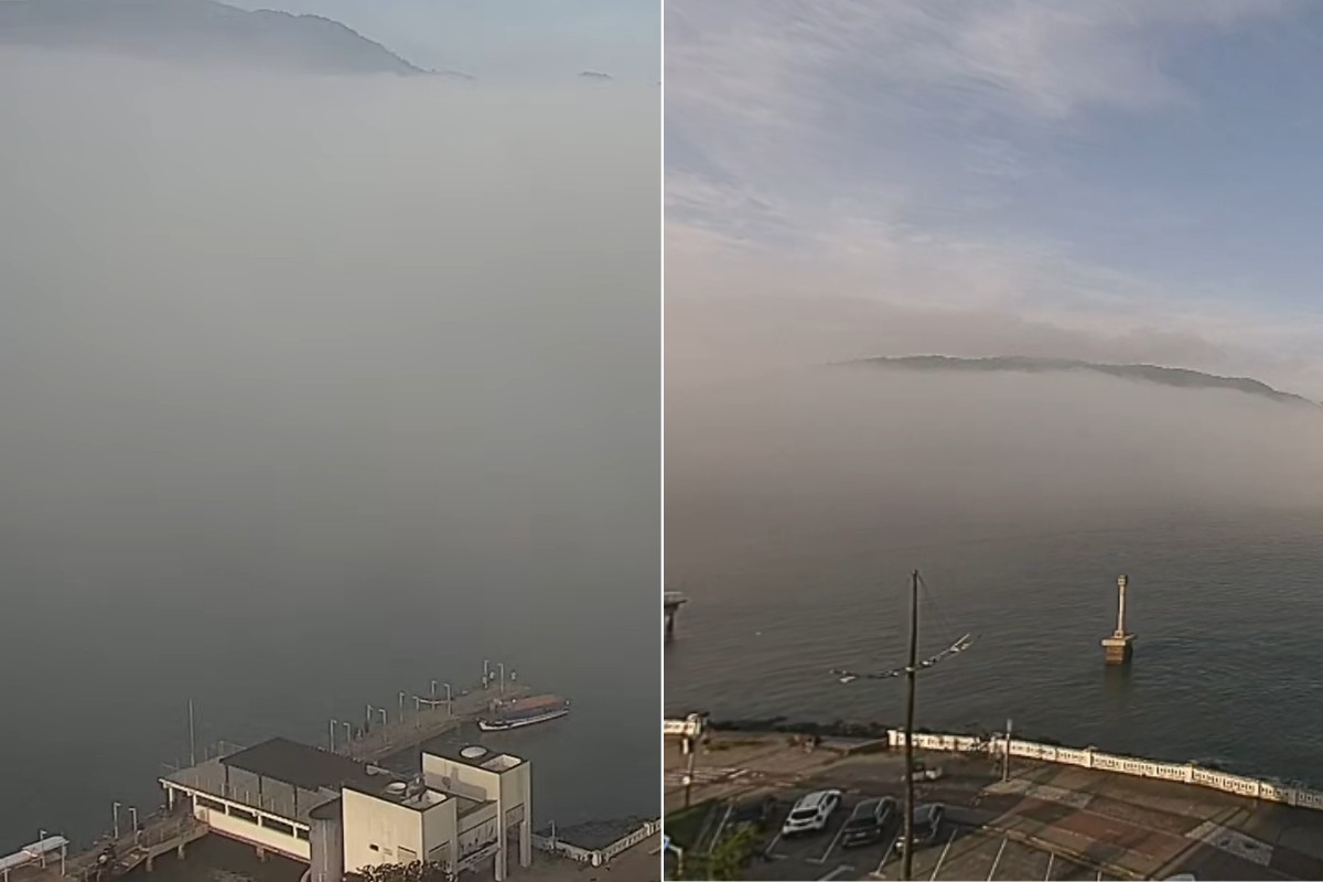 Nevoeiro cobre litoral de SP e paralisa maior porto do país; VEJA