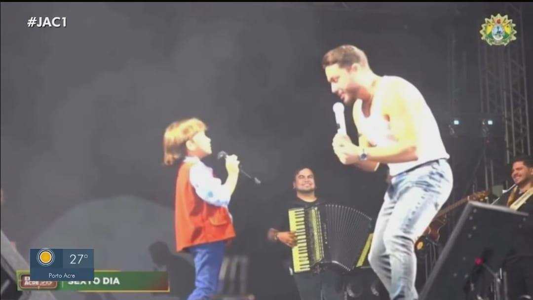 Menino de 6 anos que cantou com Wesley Safadão em show no AC fala da emoção ao conhecer cantor: 'Nervoso'