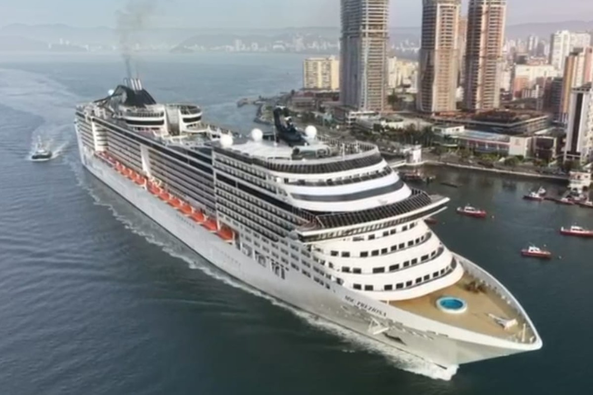 Desfile dos gigantes: MSC Preziosa abre temporada de cruzeiros no Porto de Santos; veja a chegada