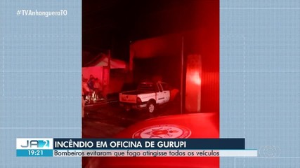 Incêndio atinge oficina em Gurupi, mas bombeiros evitam que fogo alcance veículos
