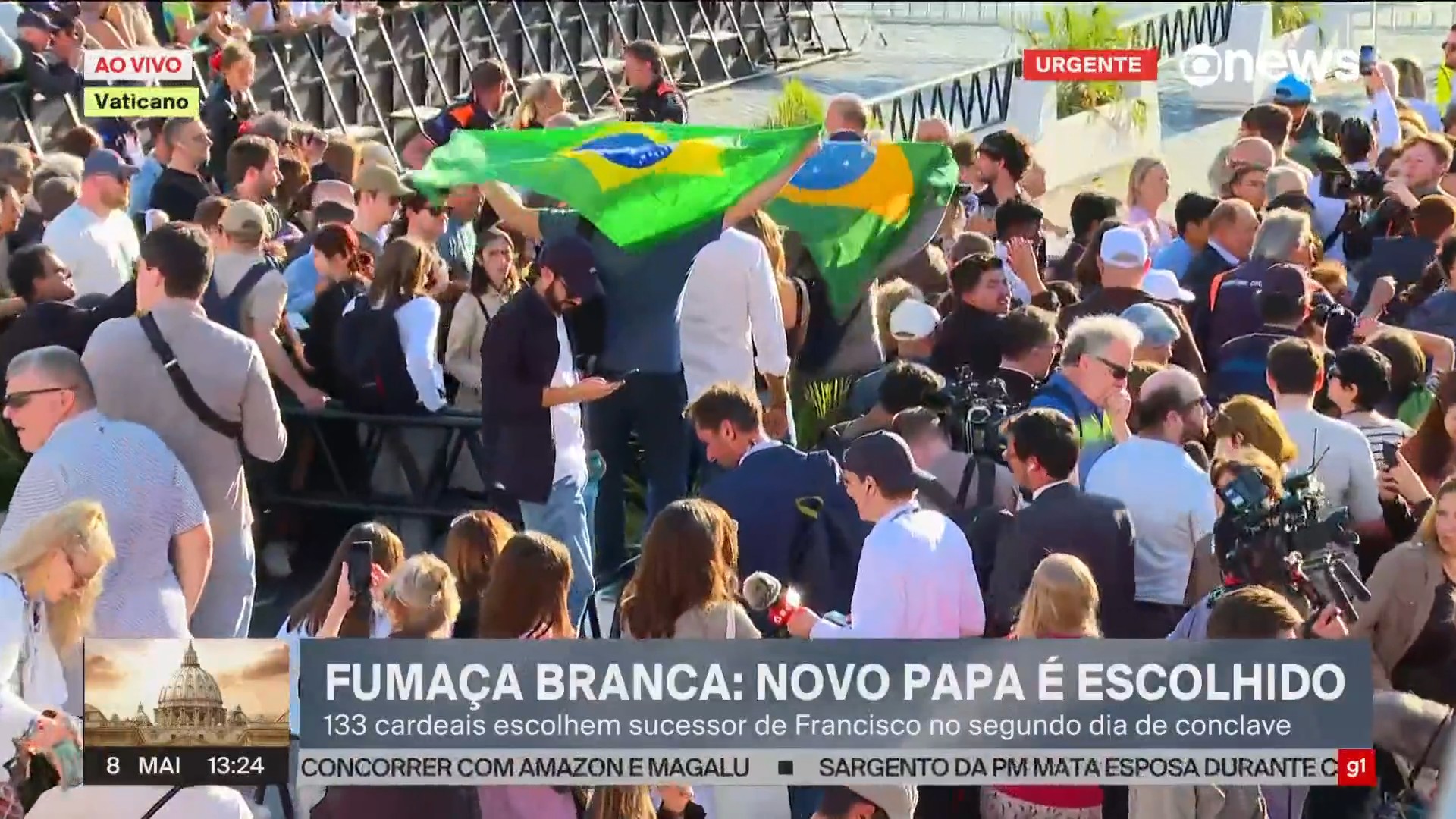 'Arrepiante': brasileiros presentes na Praça São Pedro falam da emoção com escolha do papa