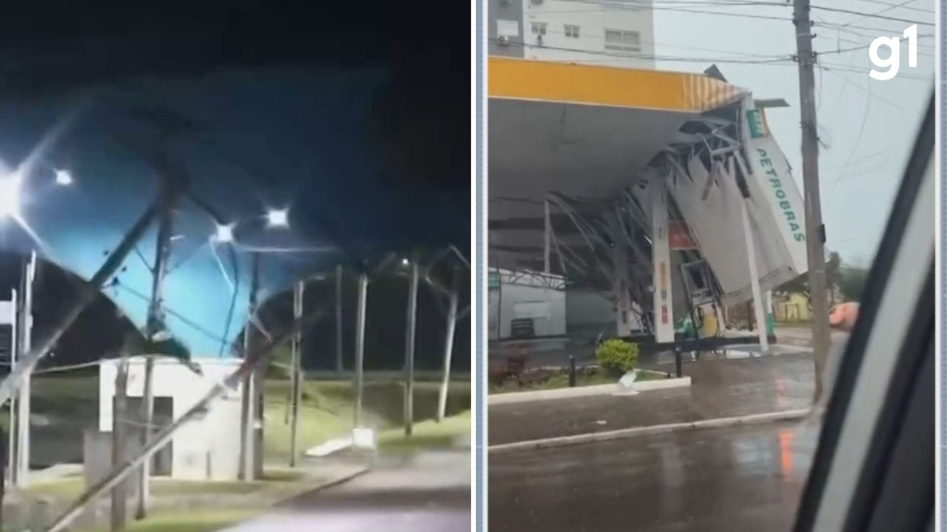 VÍDEO: Rodoviária é destelhada e postes são derrubados pela força do vento durante temporal no Litoral Norte do RS