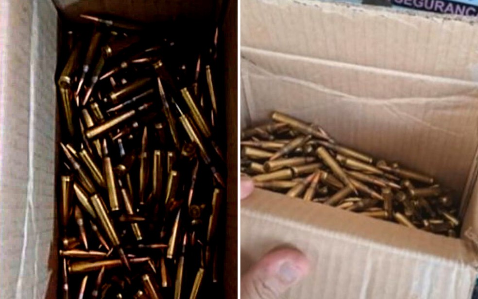 Munições encontradas em van de prefeitura de cidade goiana — Foto: Reprodução/TV Anhanguera