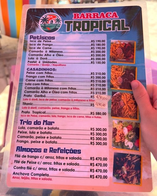 Cardápio com pratos a R$ 470 em praia de Búzios viraliza e barraca é autuada pela fiscalização