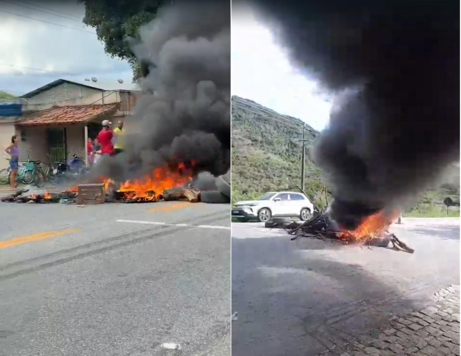 Moradores fazem manifestação após ficarem dias sem água em Cachoeiras de Macacu: 'Sem uma gota d'água e temos crianças'
