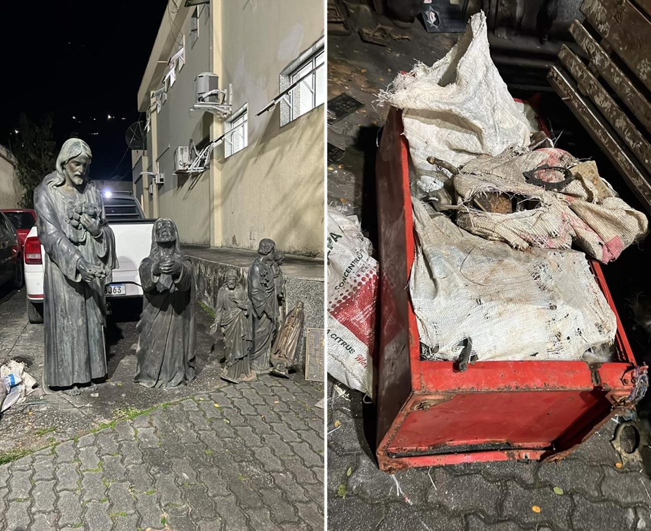 Carga de artes sacras são encontradas em caminhão com entulho na altura de  Cachoeira de Macacu