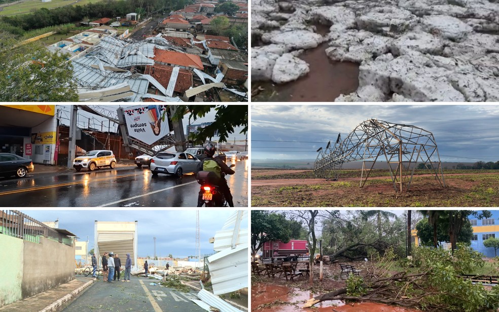 Imagens de transtornos causados pela chuva na região de Ribeirão Preto — Foto: Edição g1