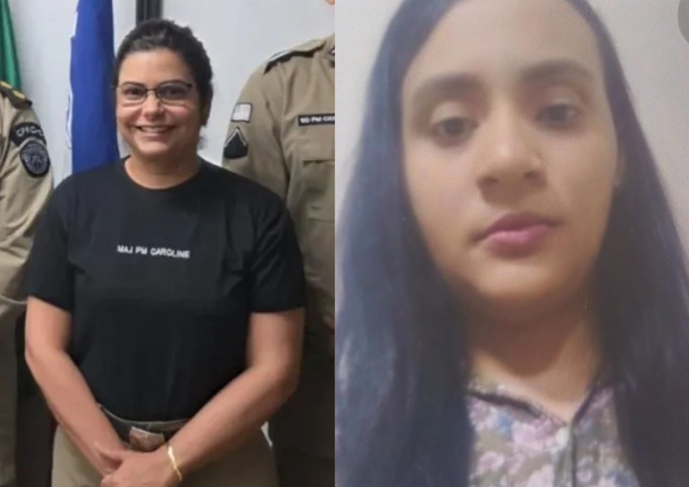 Major Caroline Ferreira Souza, à esquerda, e a soldado Beatriz Ferreira Soares da Silva Andrade, à direita — Foto: Reprodução/Redes Sociais