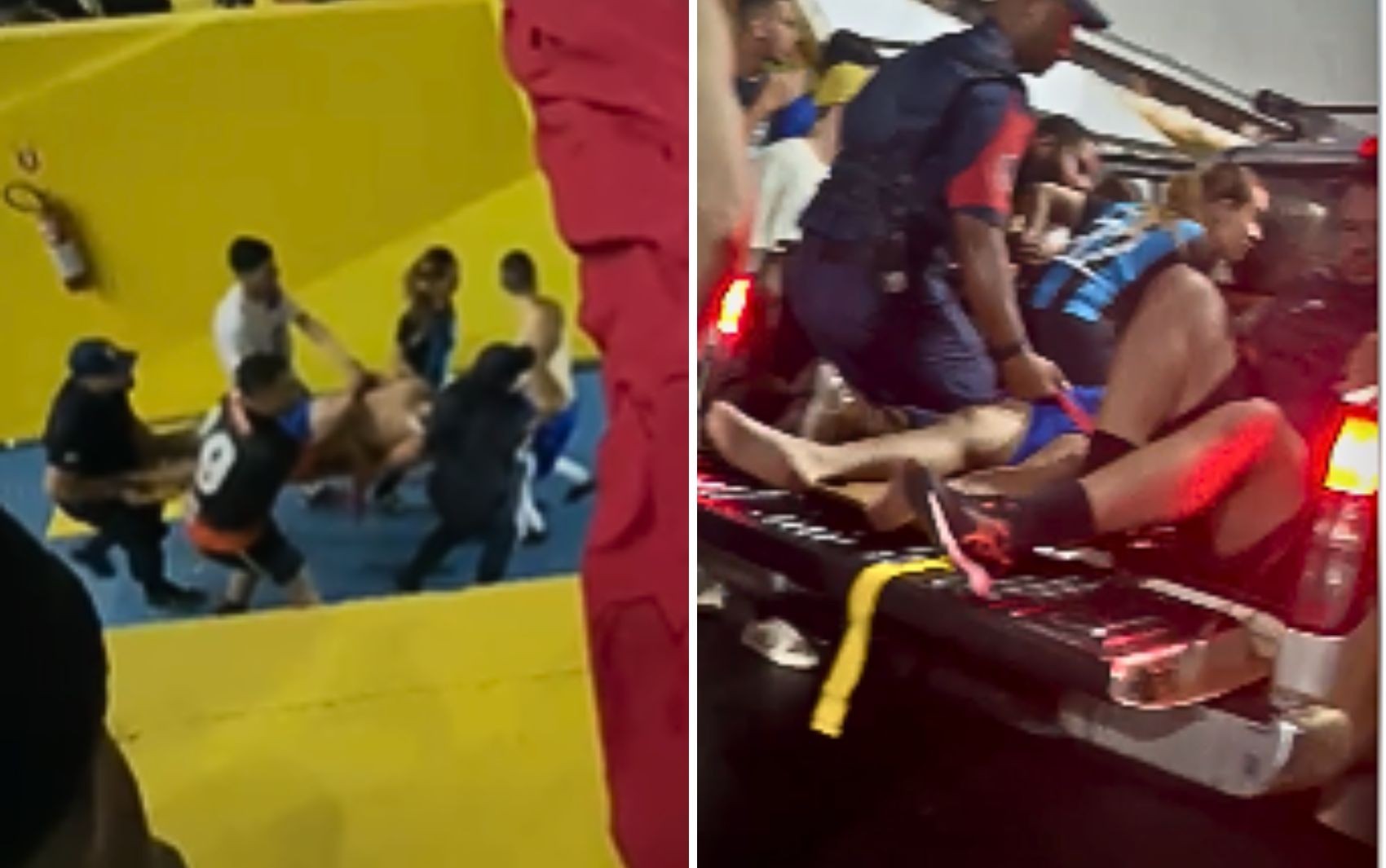 Atleta é levado a hospital de caminhonete após passar mal durante jogo de futsal, dizem colegas; vídeo