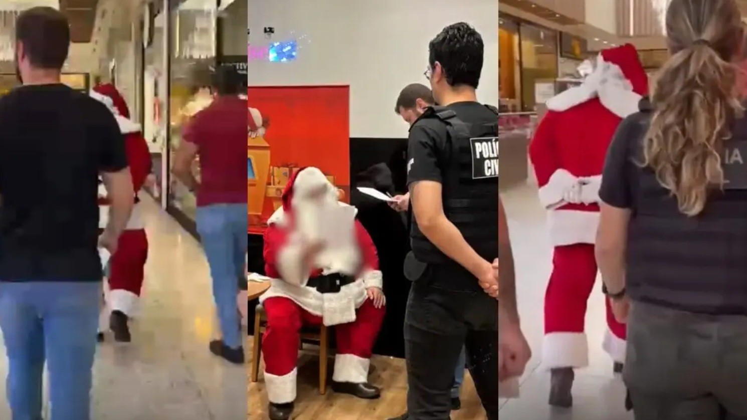 VÍDEO mostra momento em que Papai Noel é preso em shopping por estupro de vulnerável em SC