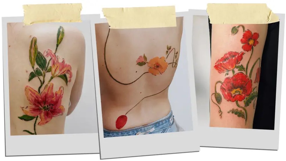 Alguns tatuadores se mudam para o exterior, onde é mais fácil trabalhar — Gong Greem criou esses designs na Europa — Foto: Gong Greem