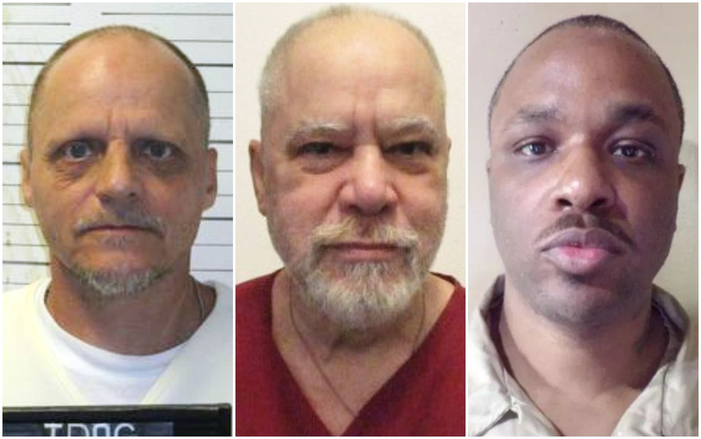 Anthony Darrell Hines, Carlos Cuesta-Rodriguez e Jeremy Williams podem ser executados nesta quinta (13) em 3 estados diferentes dos EUA. — Foto: Departamento de Administração Penitenciária do Tennessee via AP; Departamento de Administração Penitenciária de Oklahoma via AP; Reprodução/Equal Justice Initiative
