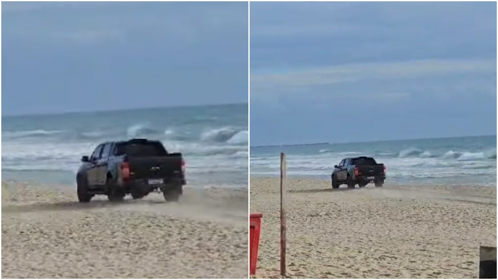Caminhonete desgovernada na Praia do Futuro