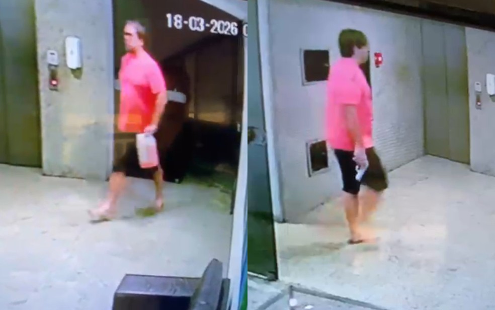 Vídeo mostra homem procurado por tentativa de feminicídio com galão de gasolina e com arma — Foto: Reprodução/WhatsApp