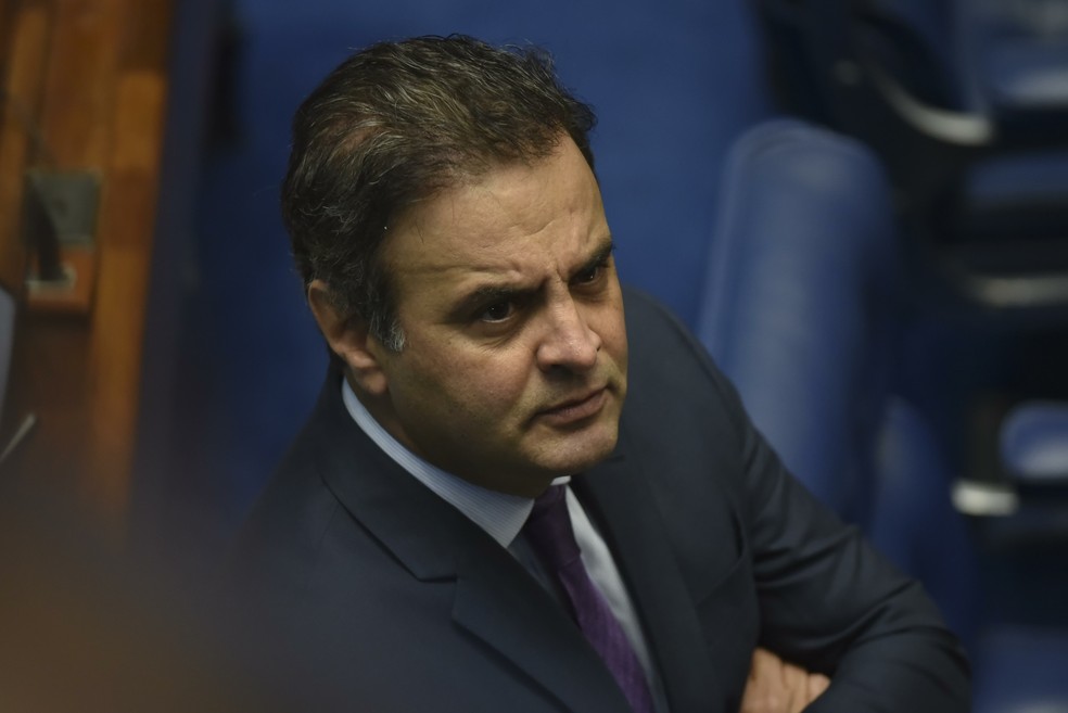 Então senador, Aécio Neves foi alvo de medidas cauteralares pelo STF em 2017 - o Senado analisou as medidas. — Foto: Ricardo Botelho/Brazil Proto Press/AFP