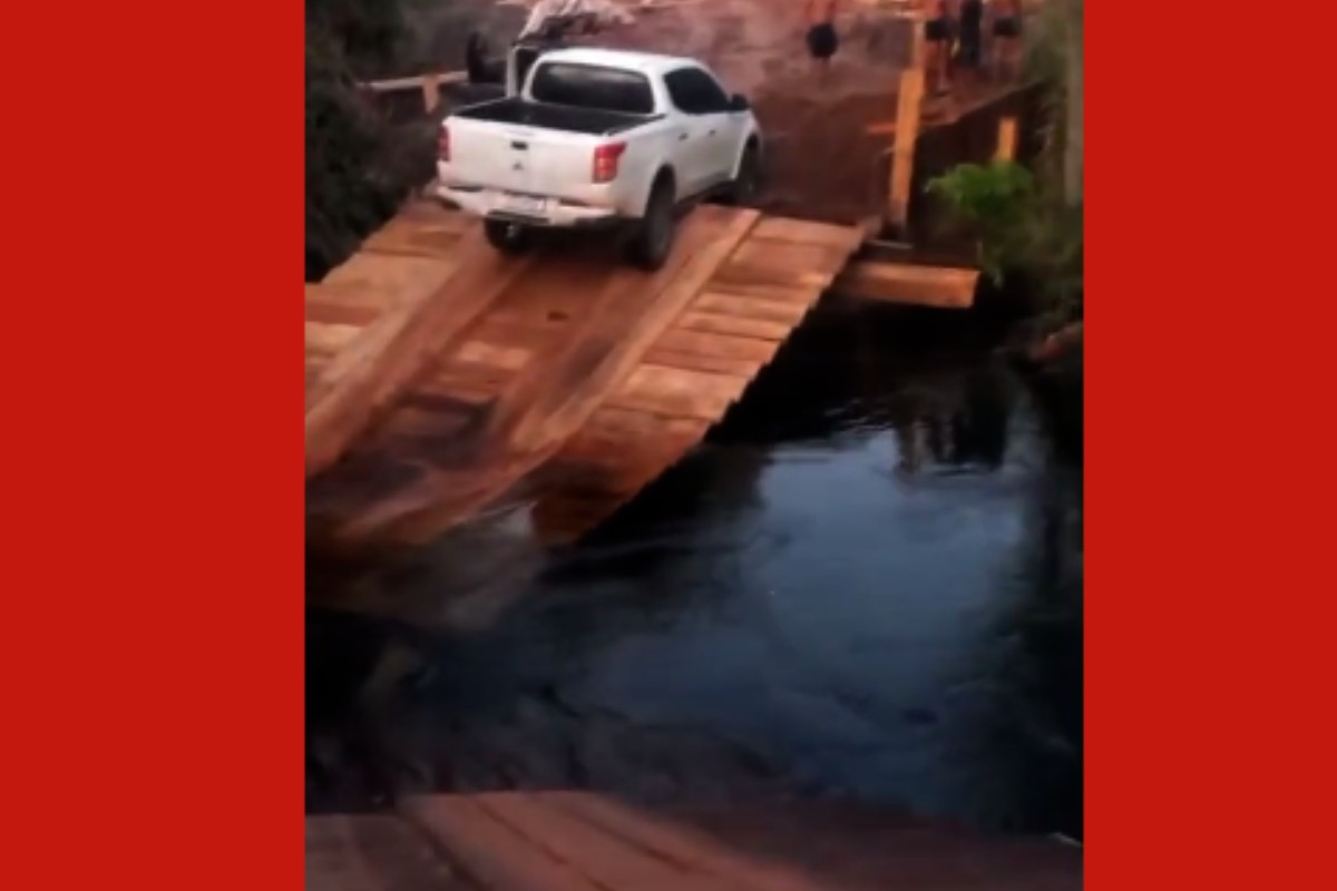 Ponte de madeira desaba em comunidade e afeta cerca de 400 indígenas em MT; vídeo