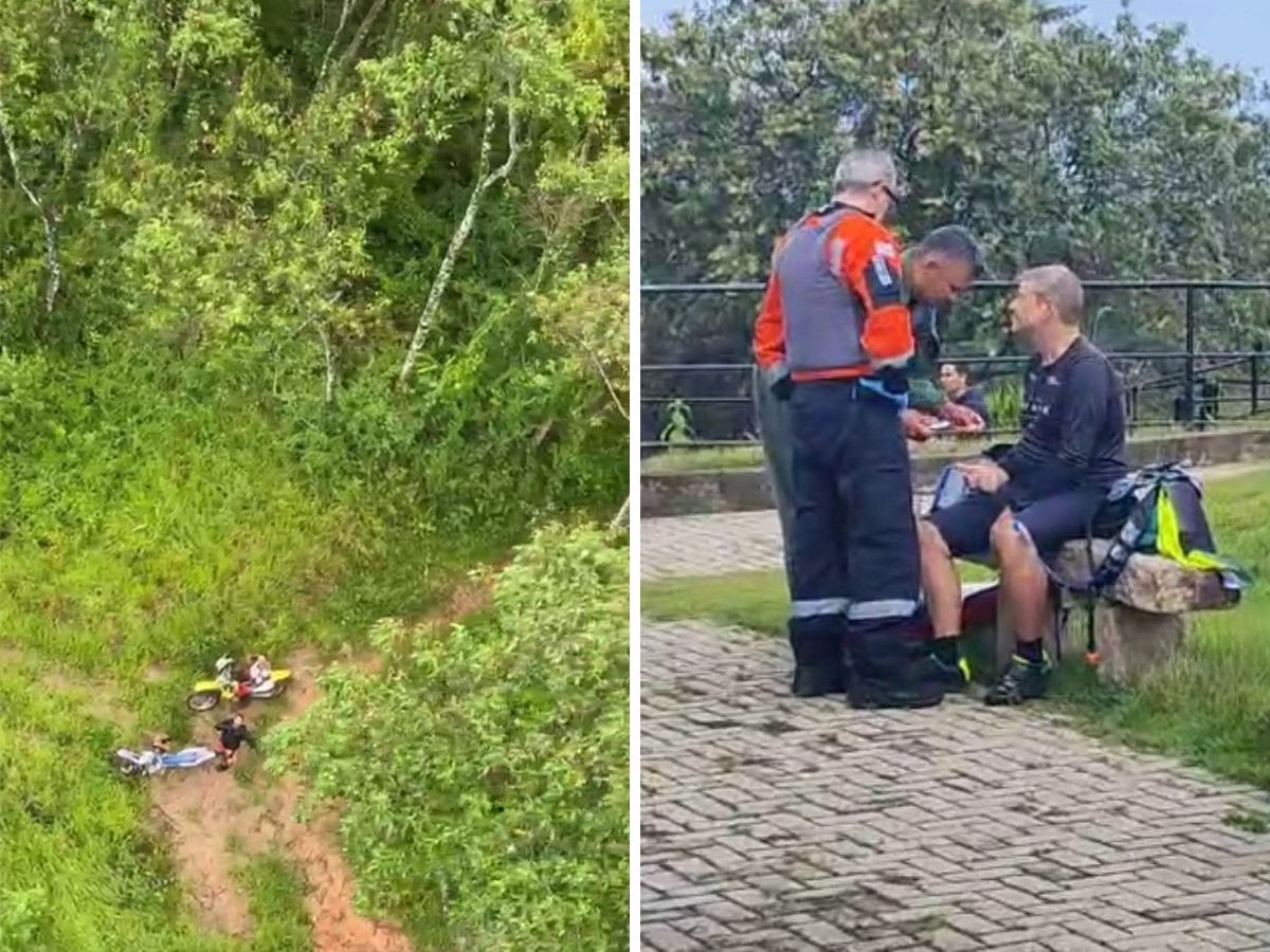 Ciclista se perde em trilha e é resgatado de helicóptero em mata fechada de Campinas; VÍDEO