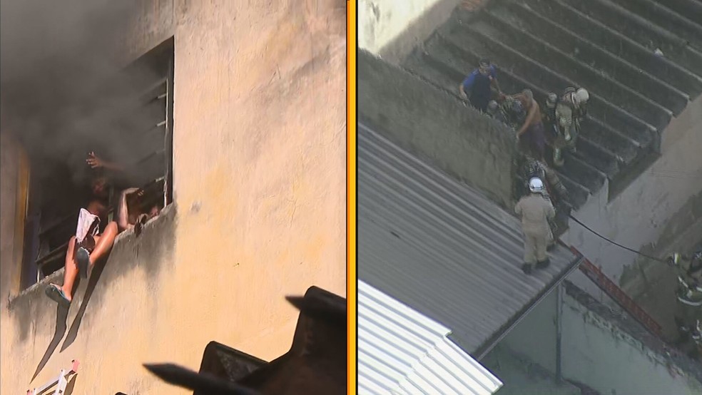 Prédio pega fogo na Zona Norte do Rio — Foto: Reprodução/ TV Globo