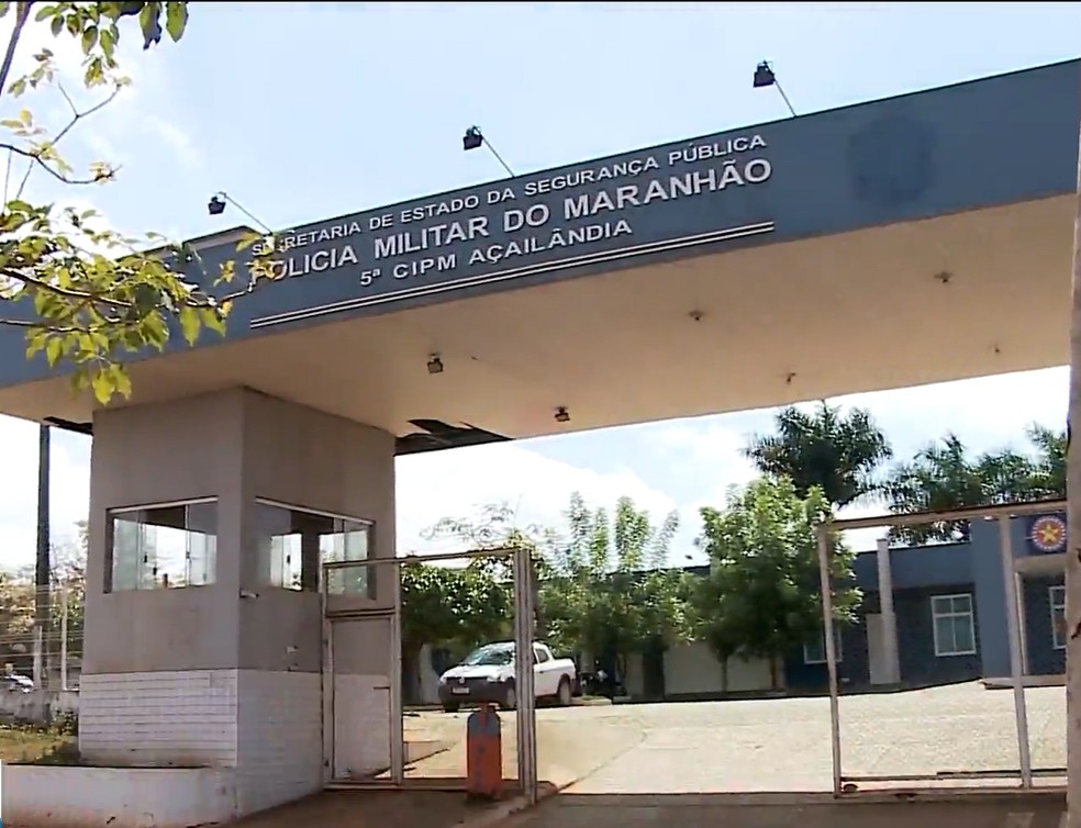 26º Batalhão de Polícia Militar (BPM) na cidade Açailândia. — Foto: Reprodução/TV Mirante