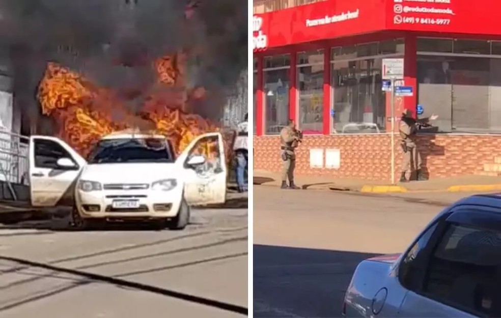 Assalto a banco em Timbó Grande  — Foto: Redes sociais/ Reprodução 