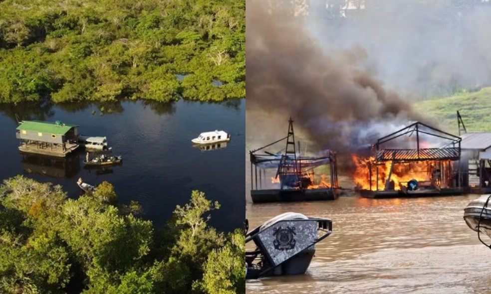 Facções expandem atuação para crimes ambientais na Amazônia — Foto: Michel Castro/Rede Amazônica e Divulgação/PF