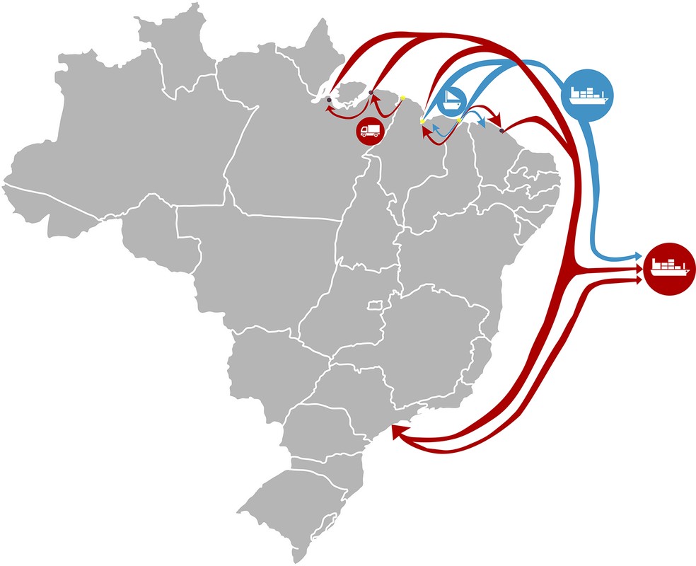 Locais onde os tubarões são pescados e depois vendidos para compradores asiáticos — Foto: Divulgação/Plos One