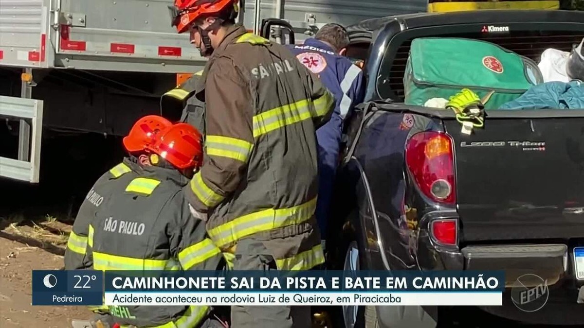 Motorista Fica Ferido Em Acidente Entre Caminhonete E Caminhão Em ...