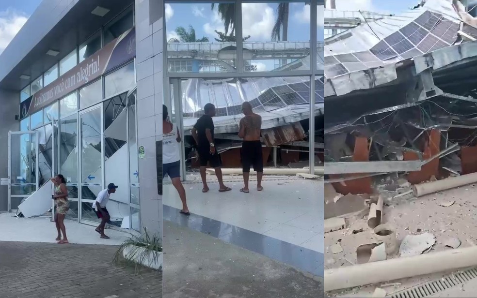 Teto da igreja de Nossa Senhora da Conceição desaba no Recife — Foto: Reprodução/WhatsApp